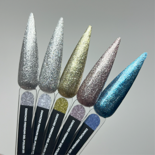 Premium gel – gel polish 02 — silver holographic gel polish with fine metallic nail polish, 5 ml - All Pro Beauty
