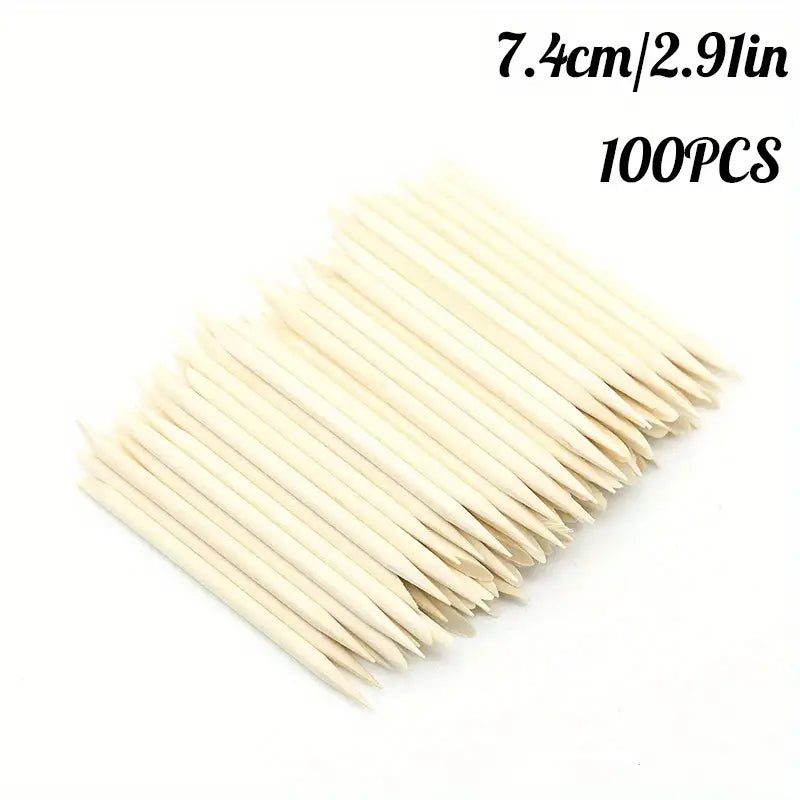 100-Pack Disposable Orange Wooden Sticks