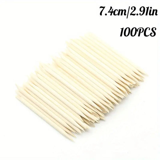 100-Pack Disposable Orange Wooden Sticks