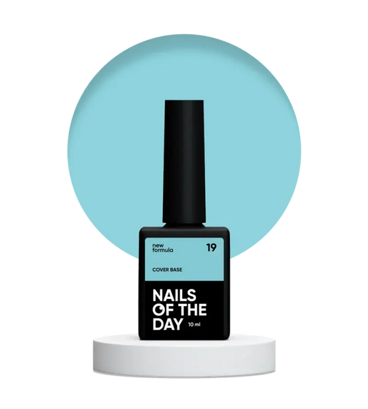 Nailsoftheday Cover base NEW Formula 19 — soft blue camouflage base coating for nails, 10 ml