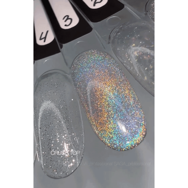 SAGA CRUSH (transparent with holographic shimmer, cat's eye) 10ml - No3
