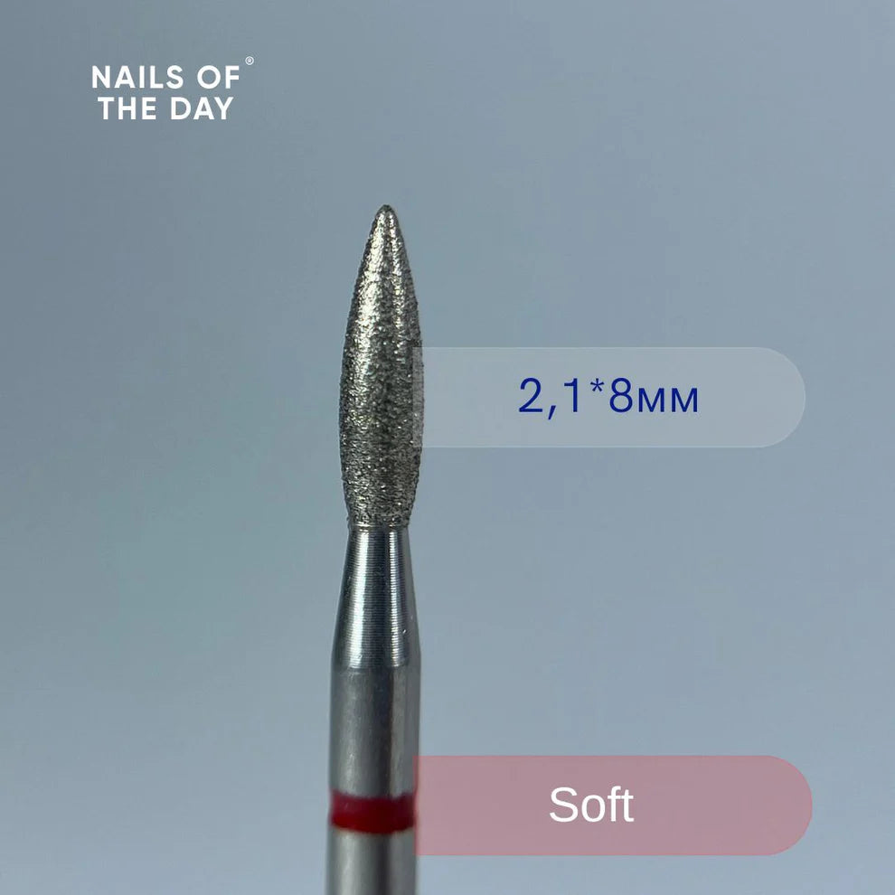 Nailsoftheday Drill Bit Red diamond flame 2.1*8 mm