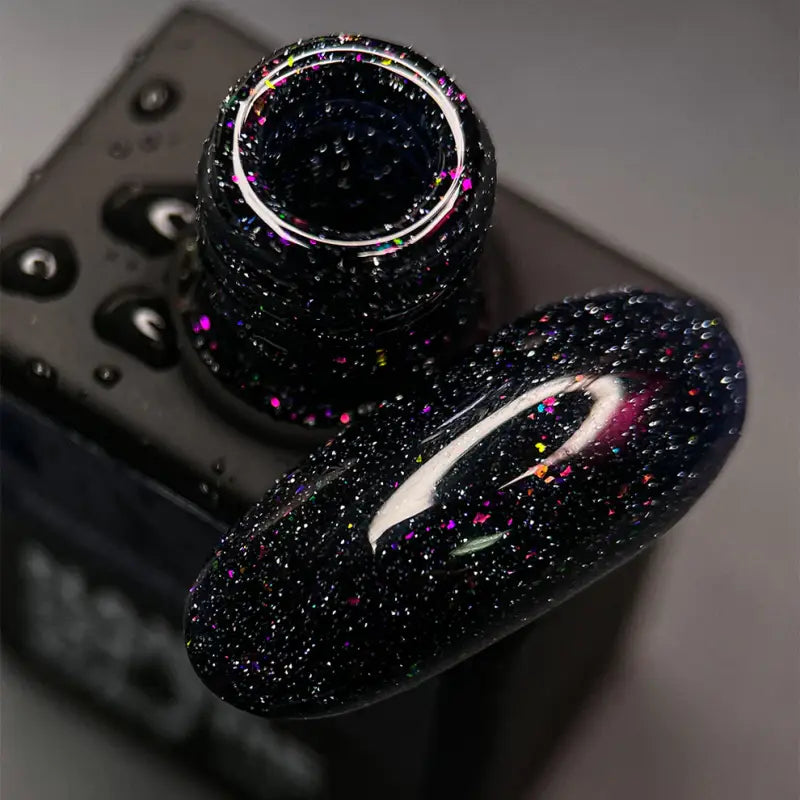 NAILSOFTHENIGHT Reflective base 03 - camouflage reflective base with shimmer (purple and pink sparkles), 10 ml