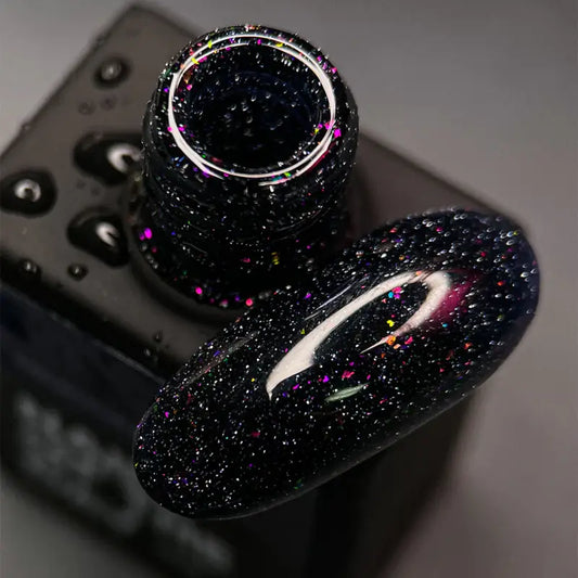 NAILSOFTHENIGHT Reflective base 03 - camouflage reflective base with shimmer (purple and pink sparkles), 10 ml