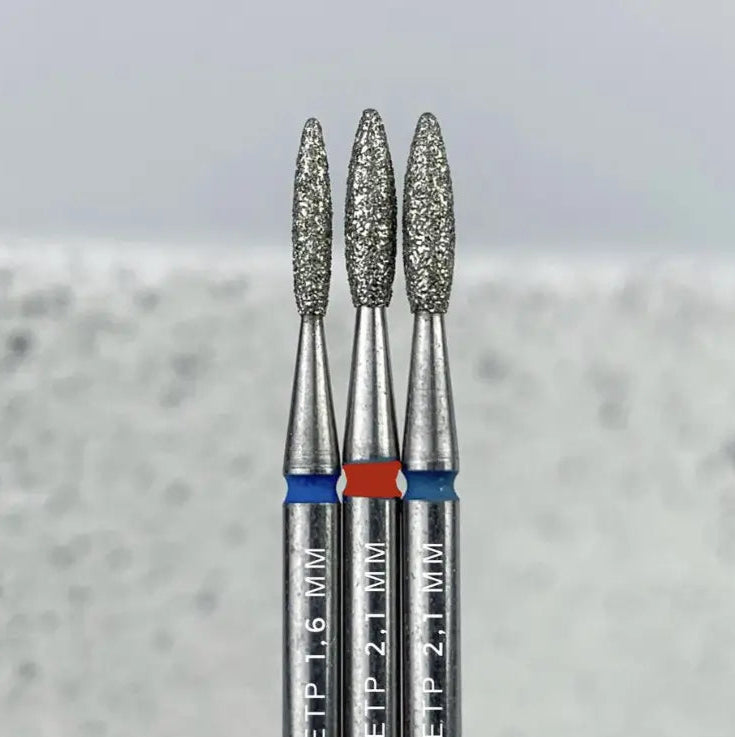 Diamond nail drill bit Staleks, shape “Flame safe” blue (diameter 1.6 mm)