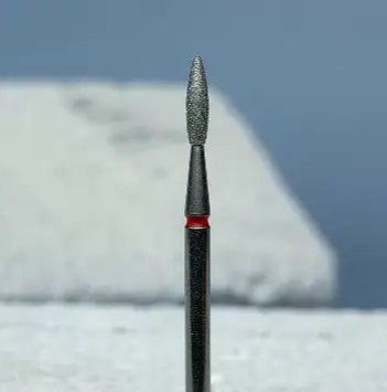 Diamond nail drill bit Staleks, shape flame red (diameter 2.1 mm)
