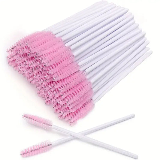 Eyelash/brows brush, white-pink 100pcs