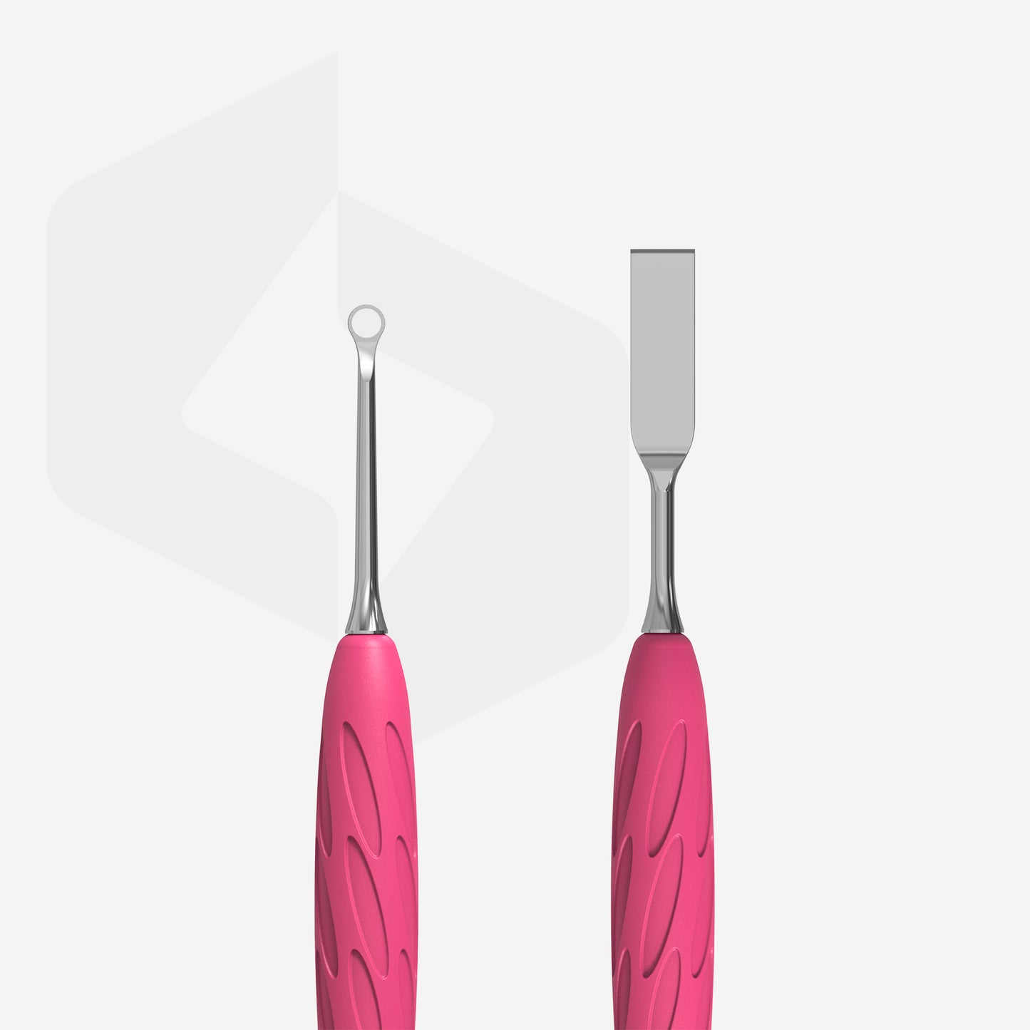 STALEKS Manicure pusher Gummy with silicone handle UNIQ 11 TYPE 1 (straight flat and loop pusher)