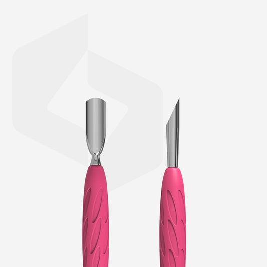 STALEKS Manicure pusher Gummy with silicone handle UNIQ 10 TYPE 2 (rounded narrow and beveled pusher)