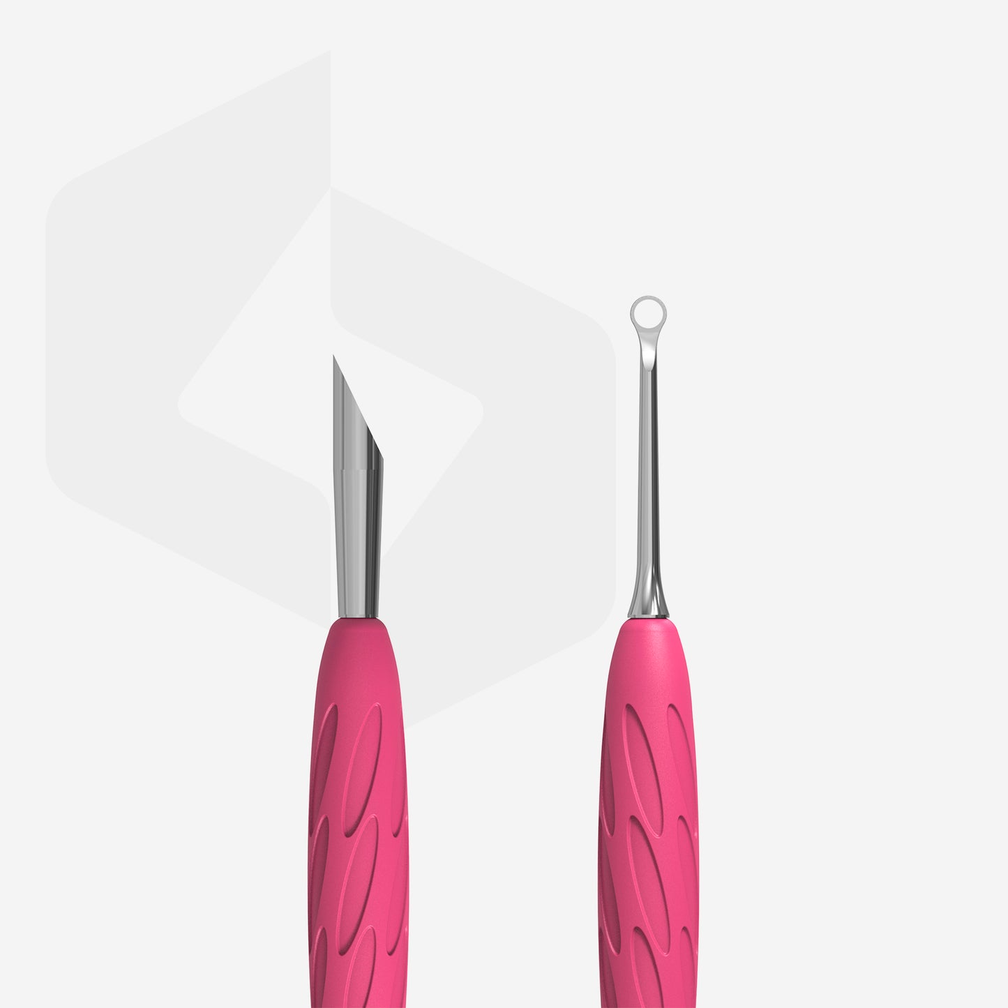 STALEKS Manicure pusher Gummy with silicone handle UNIQ 11 TYPE 2 (beveled and loop pusher)