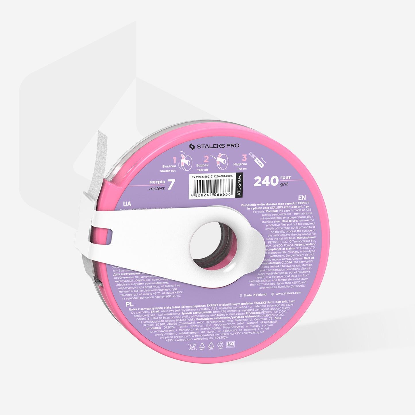 STALEKS Disposable white abrasive tape papmAm EXPERT in a plastic case (ATC-150,180,240grit)