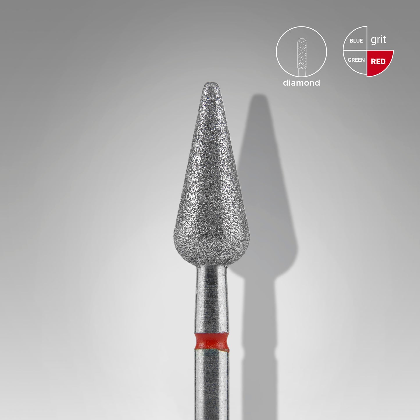 STALEKS Diamond nail drill bit pointed pear red EXPERT head diameter 5 mm / working part 12 mm