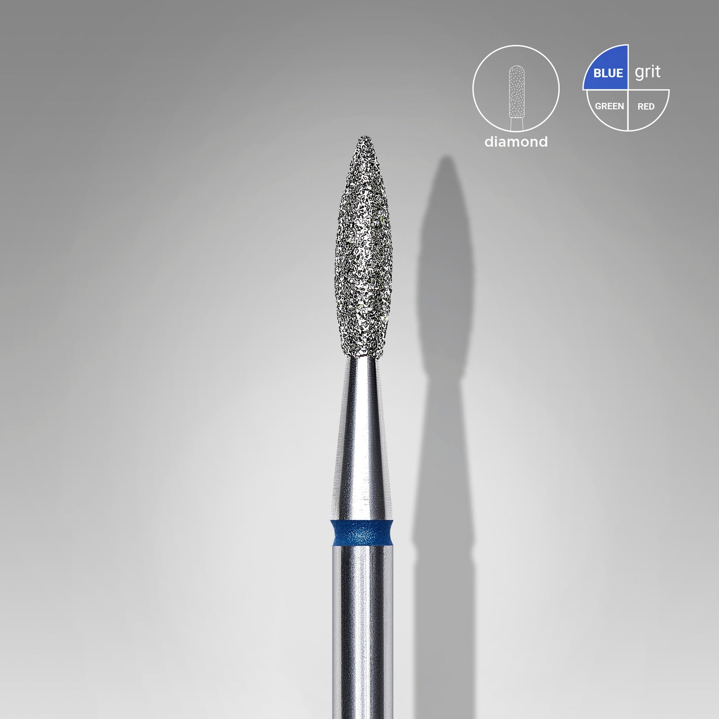 STALEKS Diamond nail drill bit pointed flame blue EXPERT head diameter 2,1 mm / working part 8 mm