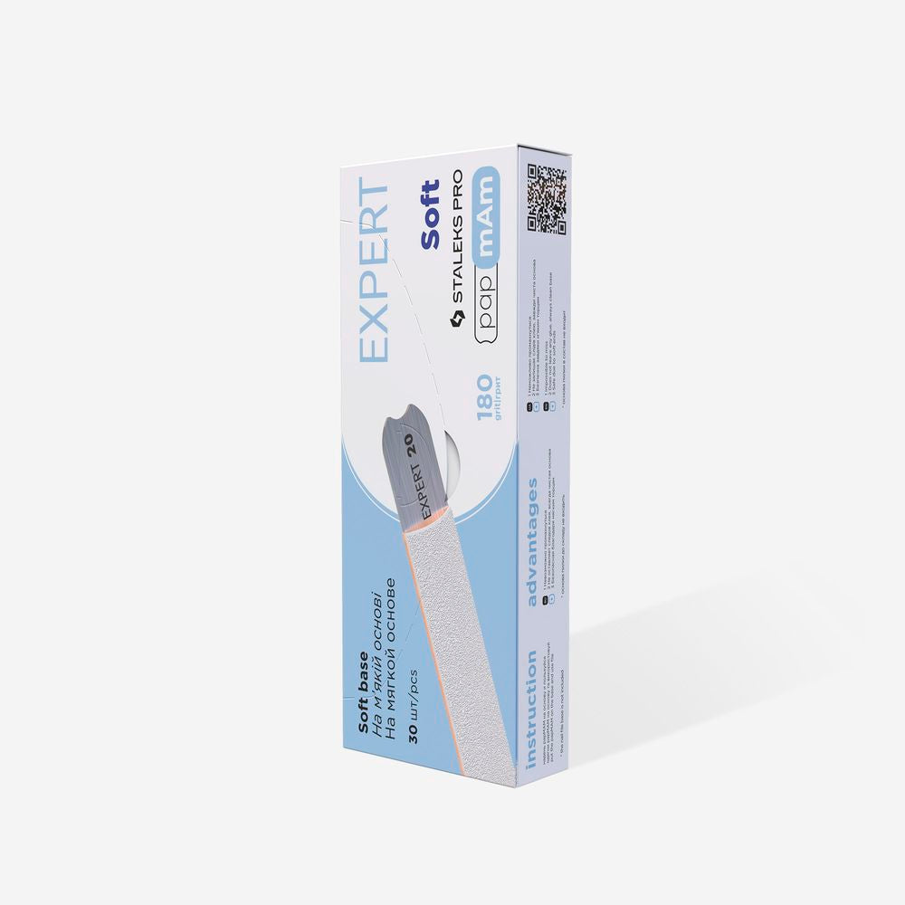 STALEKS Disposable white files papmAm on soft foam layer EXPERT 20 180 grit (25 pcs)