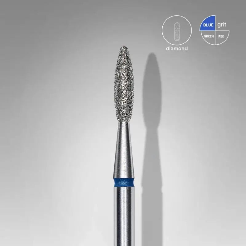 Staleks Diamond nail drill bit pointed flame blue EXPERT head diameter 2,1 mm / working part 8 mm