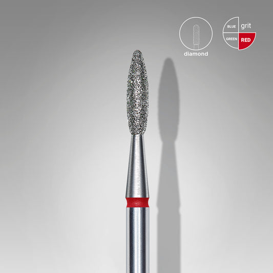 STALEKS Diamond nail drill bit flame red EXPERT head diameter 2,1 mm / working part 8 mm