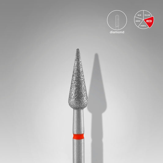 STALEKS Diamond nail drill bit pointed pear red EXPERT head diameter 4 mm / working part 12 mm