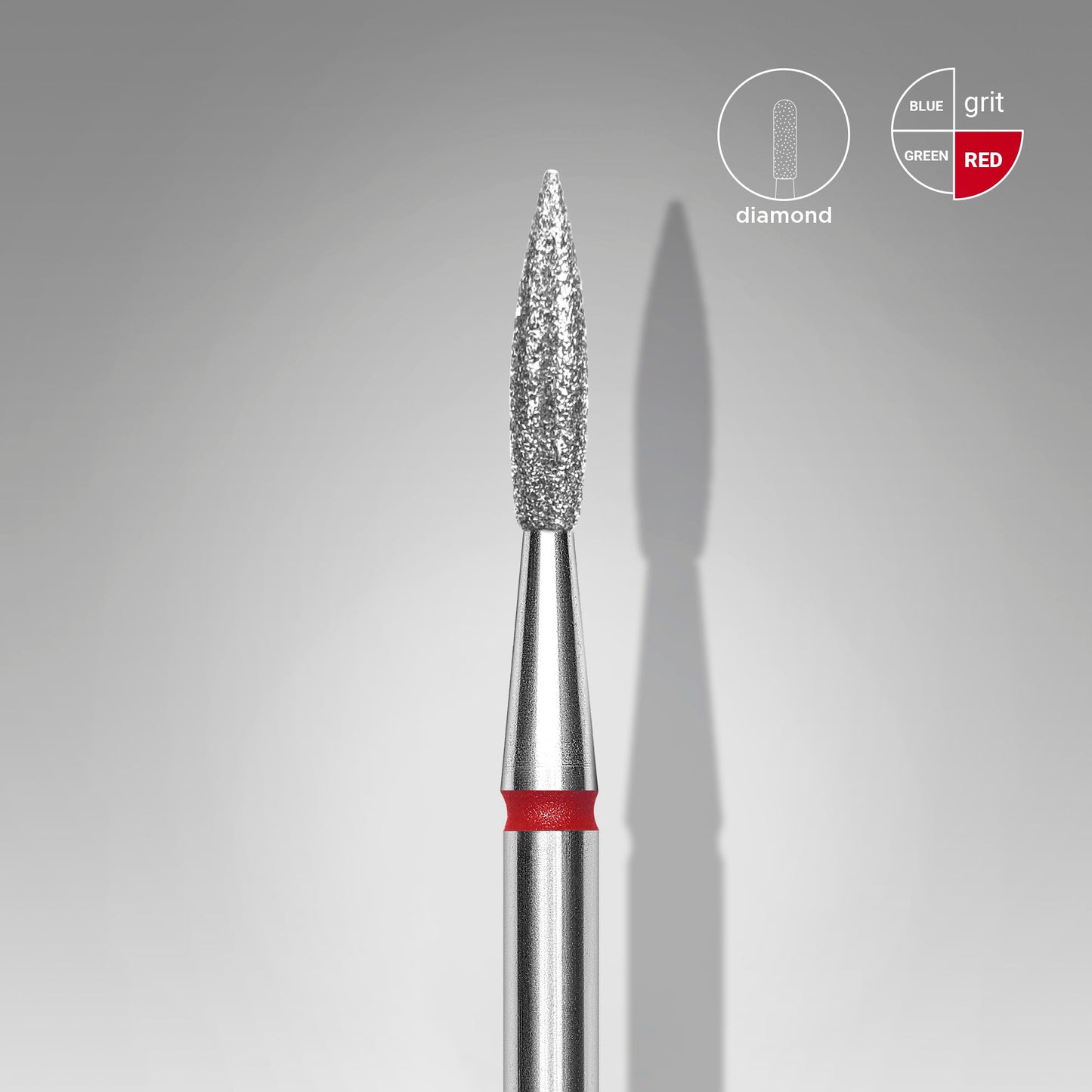 STALEKS Diamond nail drill bit pointed flame red EXPERT head diameter 2,3 mm / working part 8 mm