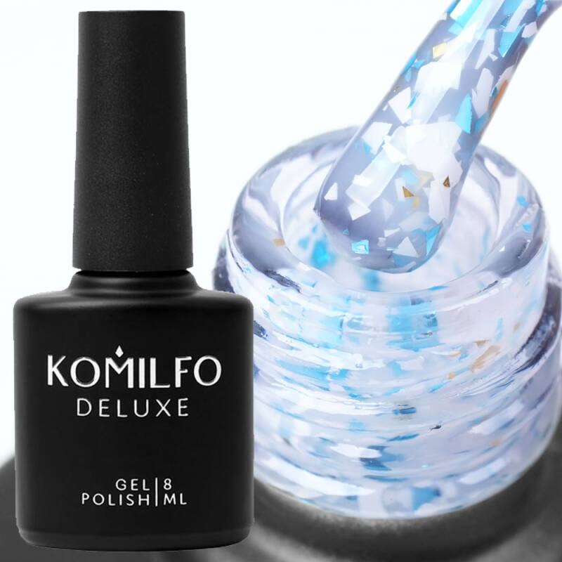 Komilfo Glassy Base GB004 (біло-блакитний з пластівцями), 8 мл