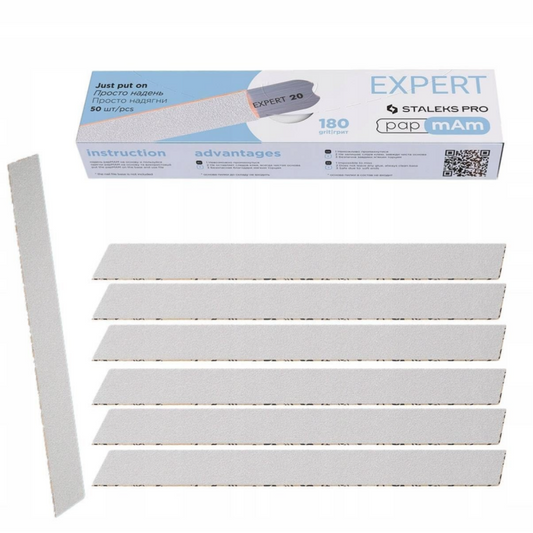 Staleks Pro - Replaceable files white papmAm for  EXPERT22 100grit (50 pcs) — 180grit