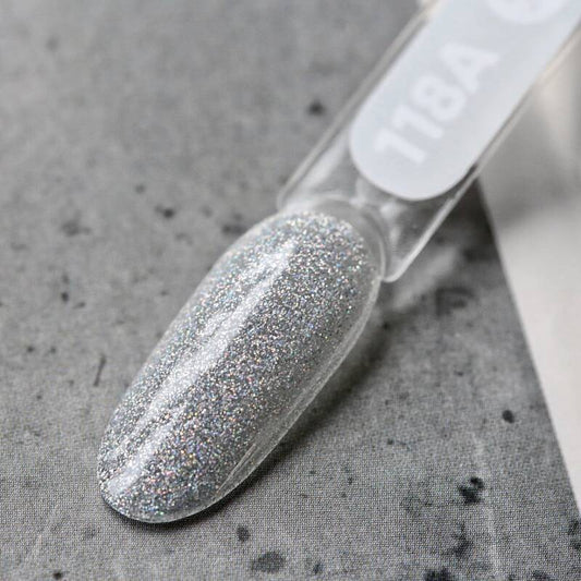Gel polish Siller No.118A/silver with holographic glitter/ (8ml) - All Pro Beauty