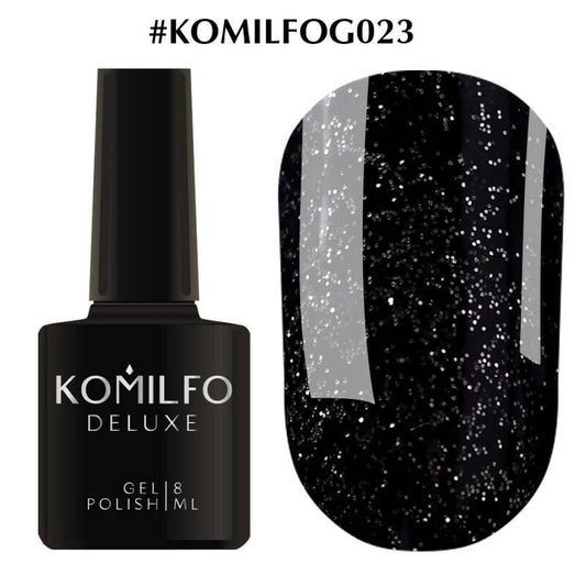 Gel polish Komilfo DeLuxe Series G023 (black, silver microglitter), 8 ml