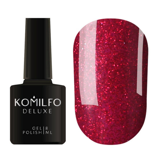 Komilfo DeLuxe Series G014 Gel polish (red with saturated fine glitter), 8 ml