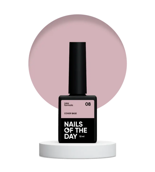 Nailsoftheday Cover base NEW Formula 08 — camouflaging base cover for nails in cappuccino color, 10 ml