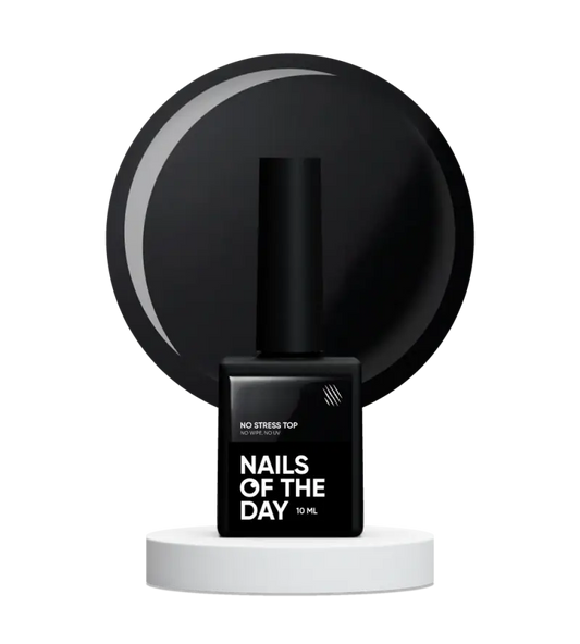 NAILSOFTHEDAY No stress top no wipe — glossy top without a sticky layer and without UV filters, ANTI-SCRATCH top, 10 ml