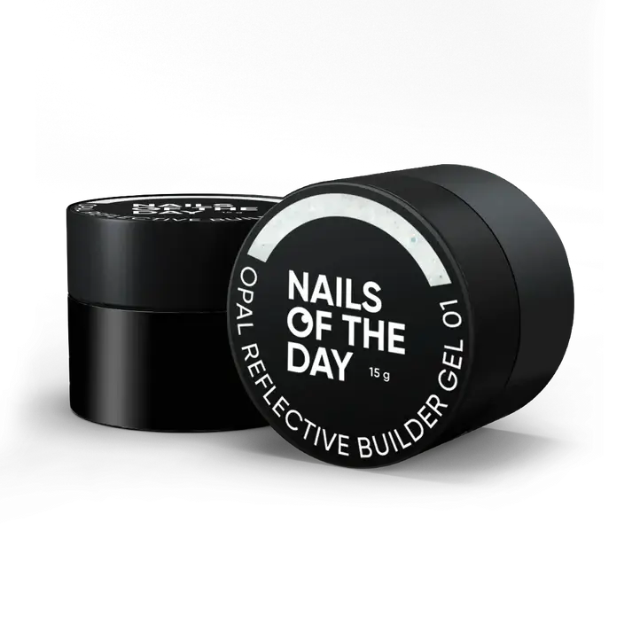 NAILSOFTHEDAY Opal Reflective builder gel 01 — milky building gel with opal shine and reflective parts, 15 g