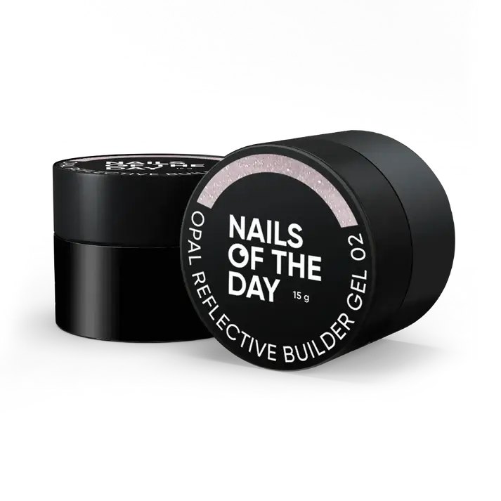 NAILSOFTHEDAY Opal Reflective builder gel 02 — pink-milk building gel with opal shine and reflective parts, 15 g
