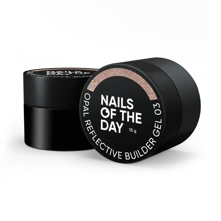 NAILSOFTHEDAY Opal Reflective builder gel 03 — warm nude building gel with opal shine and reflective parts, 15 g
