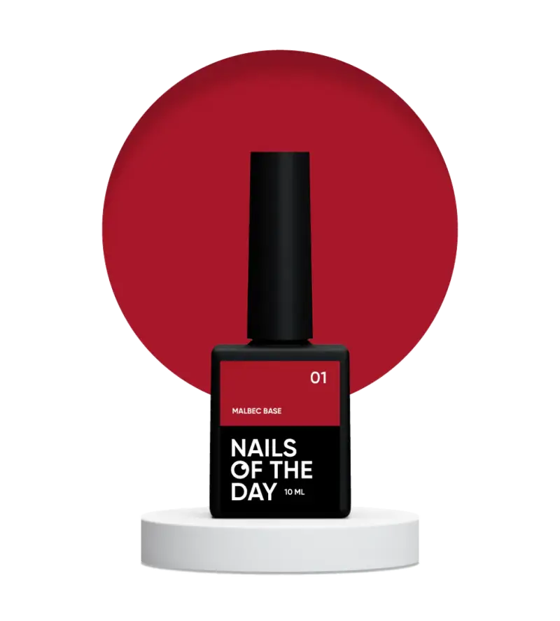 NAILSOFTHEDAY Malbec base 01 – stained glass deep red base, 10 ml