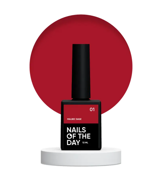 NAILSOFTHEDAY Malbec base 01 – stained glass deep red base, 10 ml