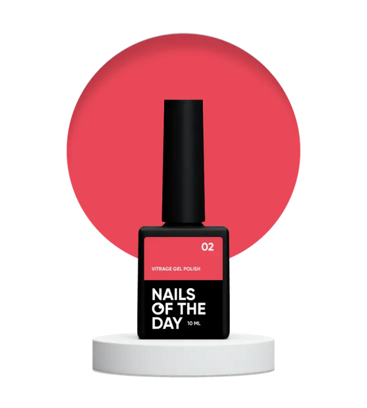 NAILSOFTHEDAY Vitrage gel polish 02 — stained red gel nail polish, 10 ml