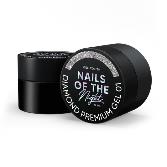 NAILSOFTHENIGHT Diamond Premium gel - gel polish 01 — silver gel polish with fine metallic nail polish, 5 ml