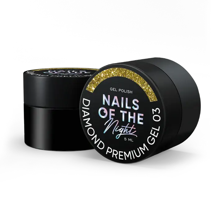 NAILSOFTHENIGHT Diamond Premium gel – gel polish 03 — golden gel polish with fine metallic nail polish, 5 ml