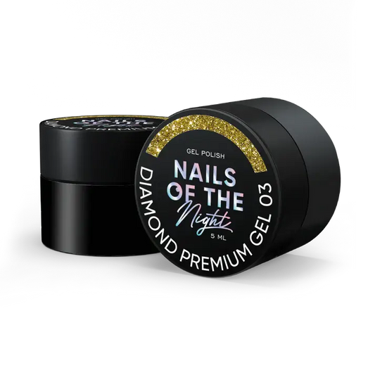 NAILSOFTHENIGHT Diamond Premium gel – gel polish 03 — golden gel polish with fine metallic nail polish, 5 ml