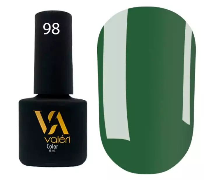 Valeri Nail gel polish No98 (green, enamel), 6 ml