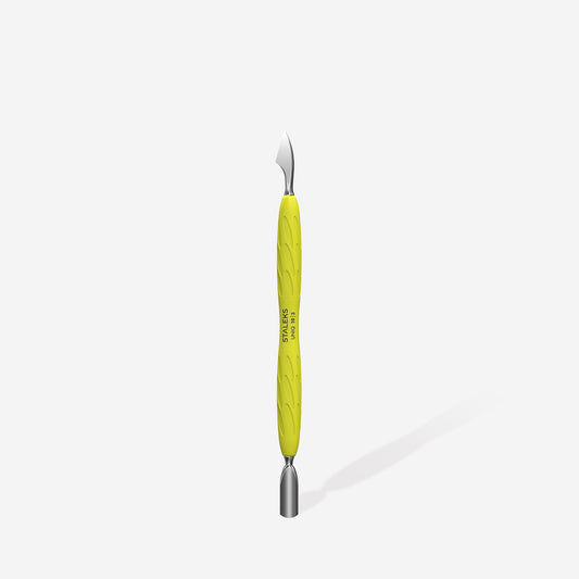 STALEKS  Manicure pusher Gummy with silicone handle UNIQ 10 TYPE 3 PQ-10-3y(rounded narrow pusher and cleaner)