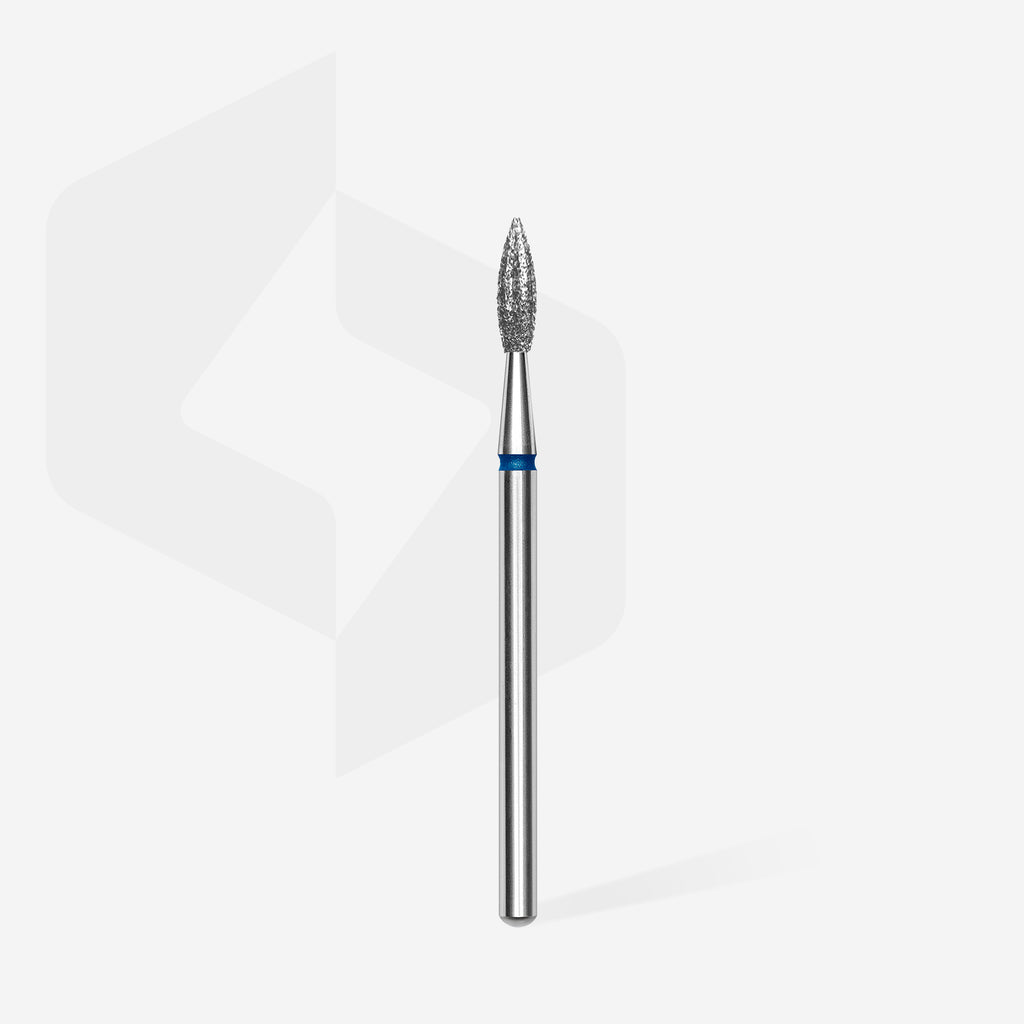 STALEKS Diamond nail drill bit pointed flame blue EXPERT head diameter 2,3 mm / working part 8 mm - All Pro Beauty