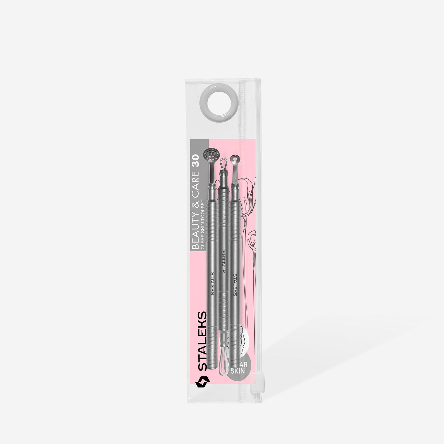 STALEKS Cosmetology toolset “Clean Skin” BEAUTY & CARE 30 (Uno spoon, round tool with 19 holes and double-ended loop) ZBC-30