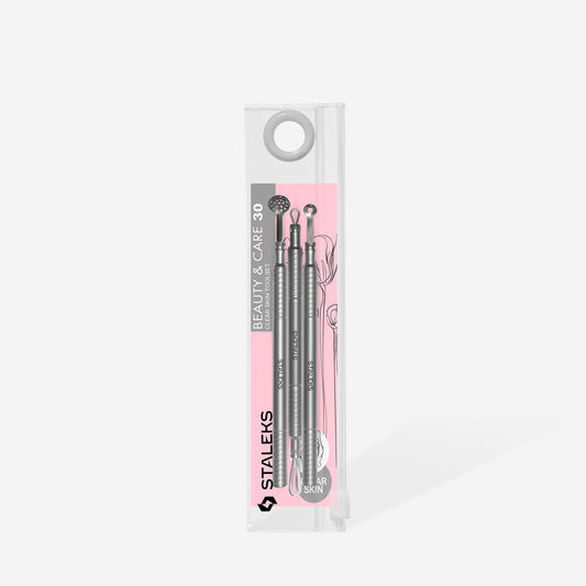STALEKS Cosmetology toolset “Clean Skin” BEAUTY & CARE 30 (Uno spoon, round tool with 19 holes and double-ended loop) ZBC-30