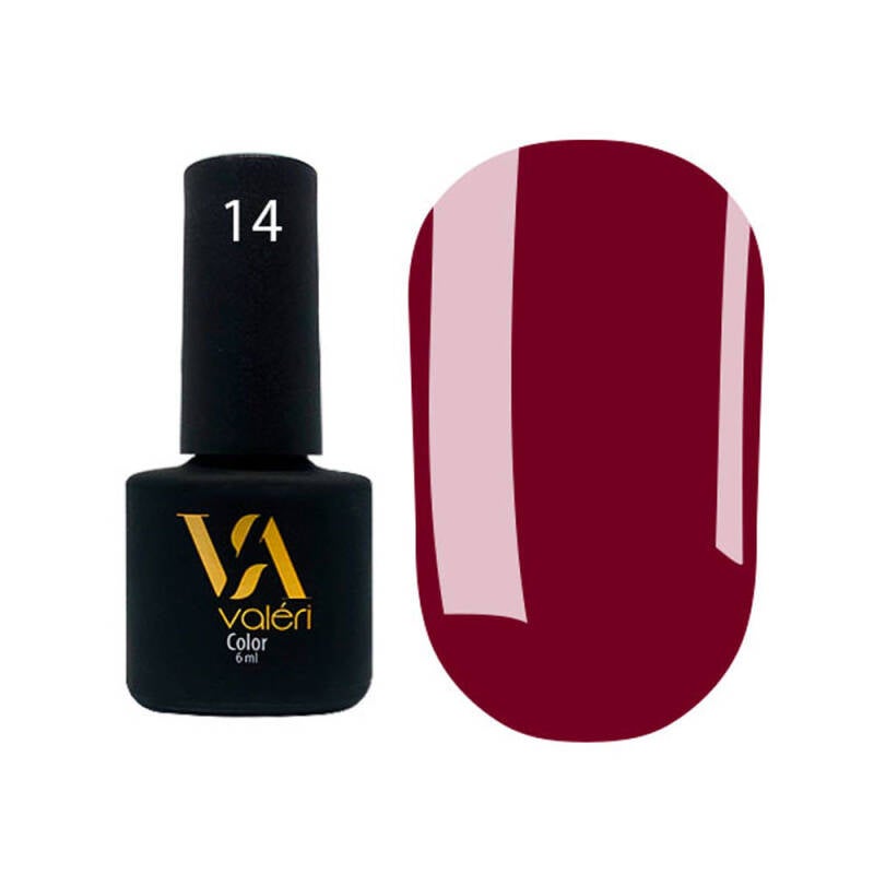 Valeri Nail gel polish No14 (dark burgundy, enamel), 6 ml