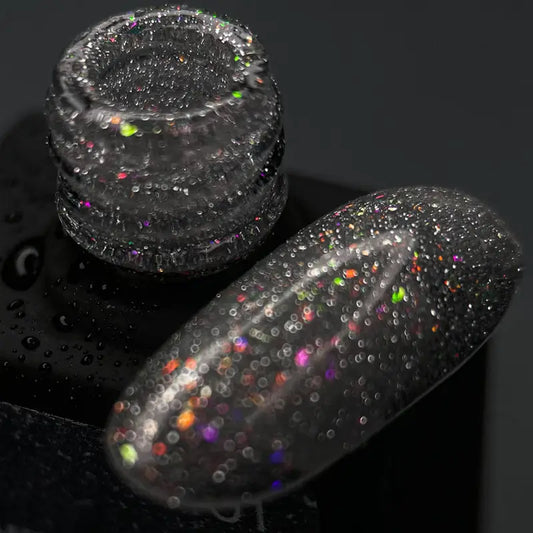 NAILSOFTHENIGHT Reflective base 01 - камуфлююча світловідбиваюча основа з шиммером (сріблясті та рожеві блискітки), 10 мл