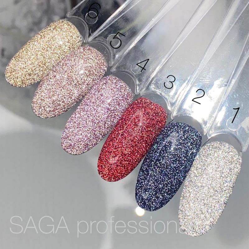 Saga Professional Fiery Gel polish No1 sparkling silver (9ml) - All Pro Beauty
