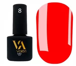 Valeri Nail gel polish No8 (neon red, enamel), 6 ml