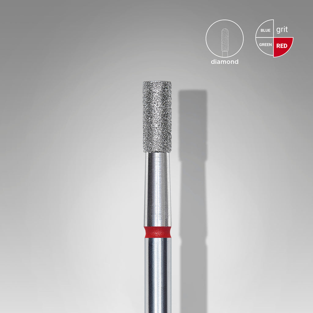 STALEKS Diamond nail drill bit cylinder red EXPERT head diameter 2,5 mm / working part 6 mm - All Pro Beauty