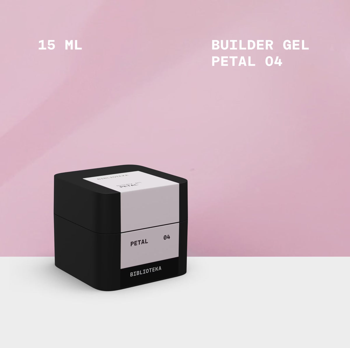 BIBLIOTEKA Builder Gel № 04 Petal – Soft pink gel for nail extensions, 15 ml