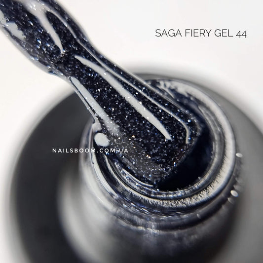 Saga Professional Fiery Gel polish No44 Black (9ml) - All Pro Beauty